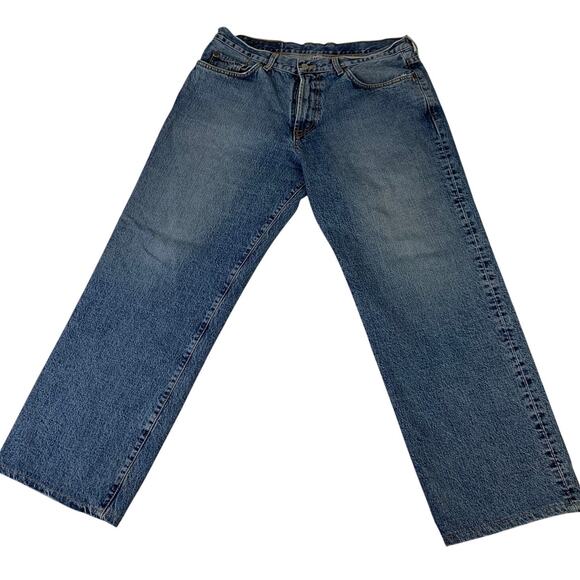 Lucky Brand Mens Size 34x28 Cotton Denim Blue Jeans Relaxed Fit Straight Leg - Picture 1 of 9